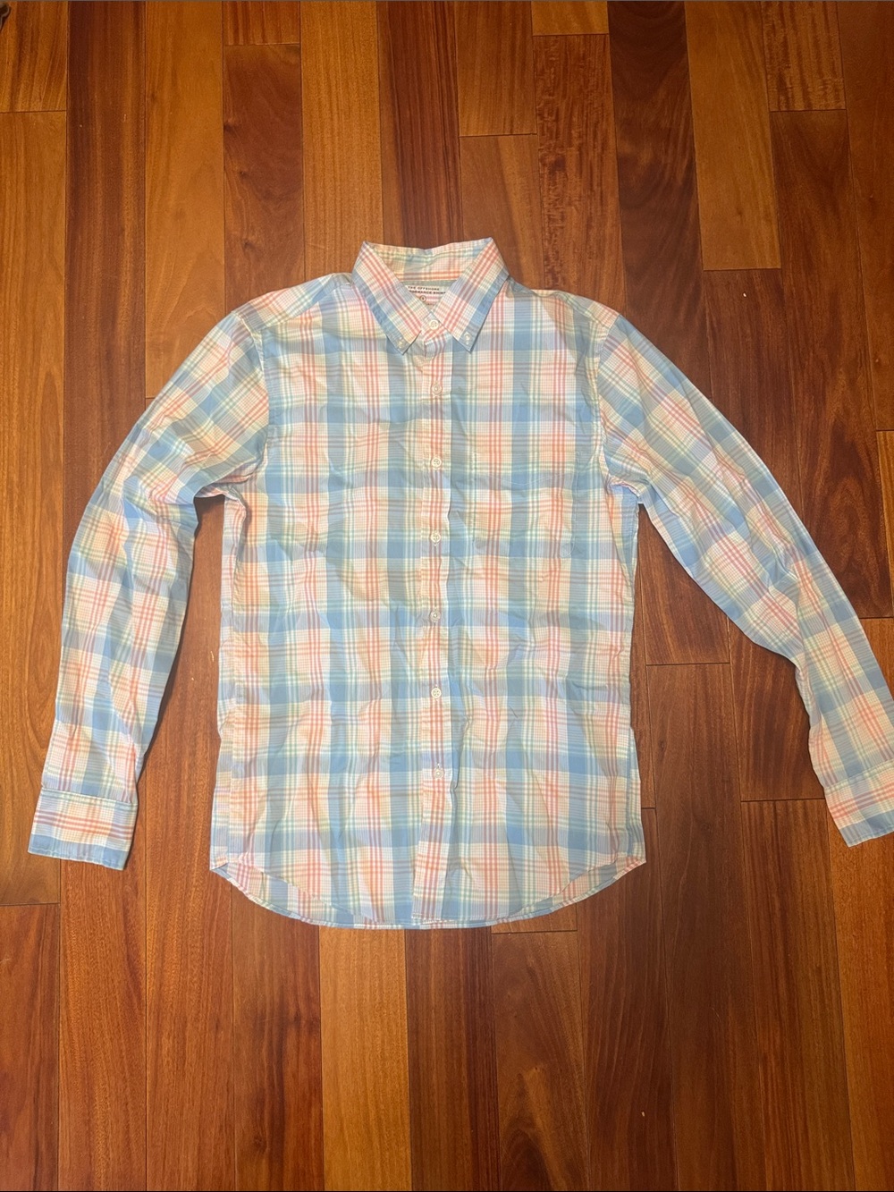 J. Crew Men's Plaid Button-Down Shirt in Light Blue & Peach